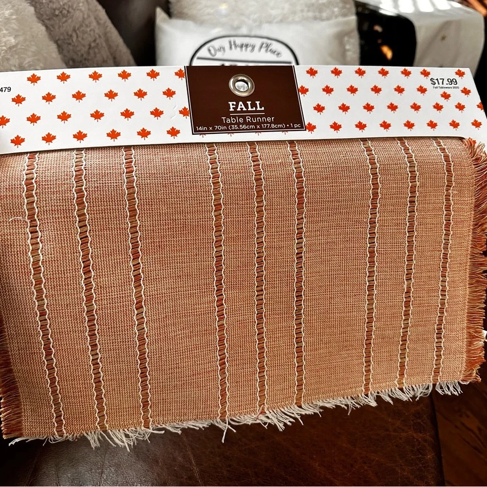 Hobby Lobby Fall Table Runner - Orange and White